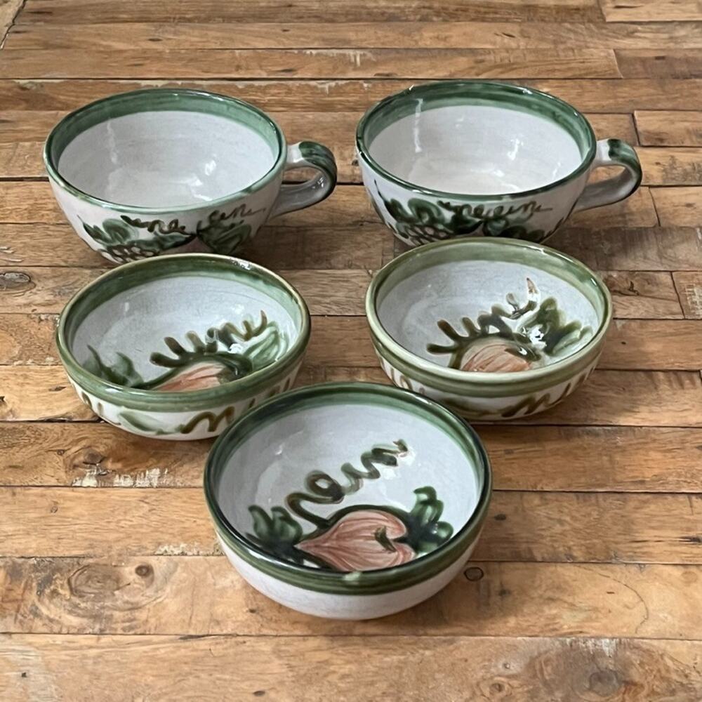 John B Taylor Pottery Bowls & 2 Mugs Louisville Stoneware Harvest Pear